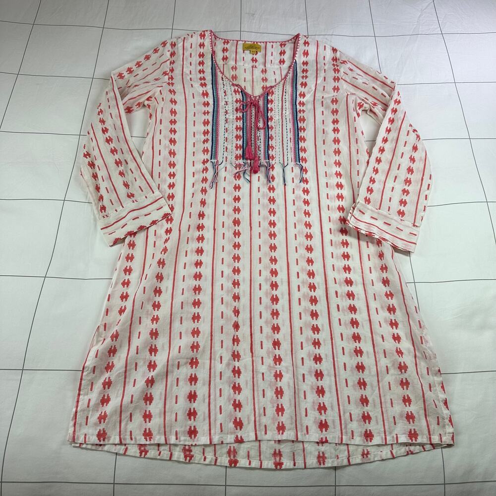 Roberta Roller Rabbit Tunic Dress Womens XS Boho Embroidery Tassel Swim Resort